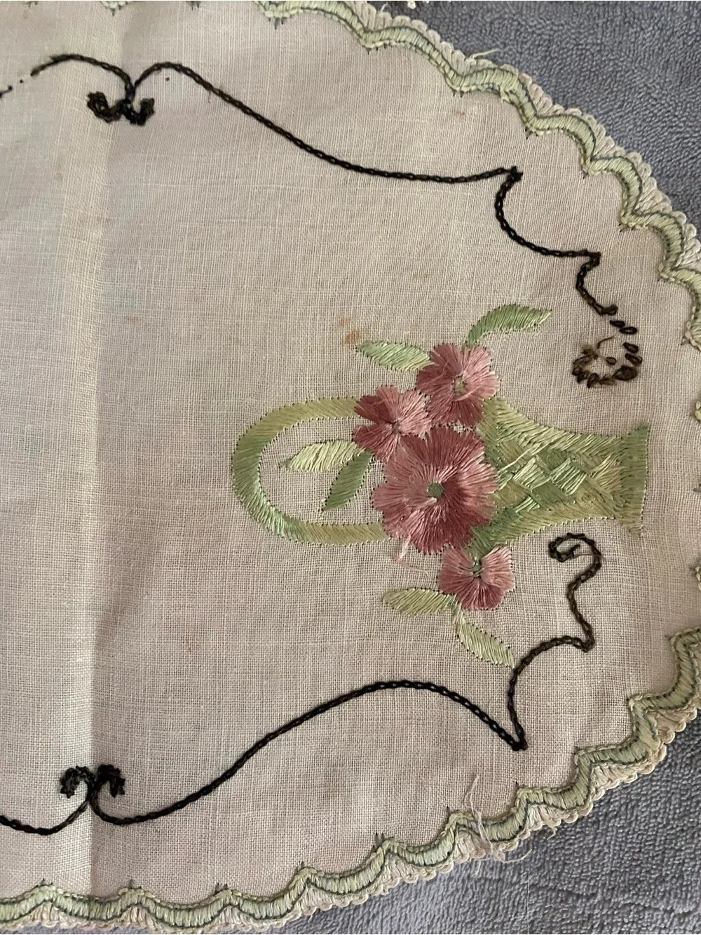Handmade Crochet Doily with Multicolor Floral Accents